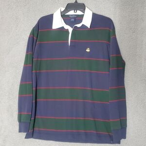 Brooks Brothers Navy and Green Long Sleeve Shirt Size M